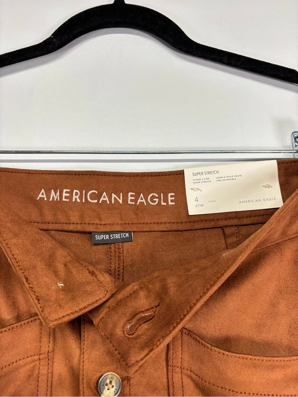 ✨American Eagle Super Stretch Brown Velvet Mini Skirt Size 4